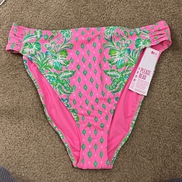 Lilly Pulitzer Pink Shandy Oh Diamond Girl High Waisted Clancy Bikini Bottom - Picture 5 of 8